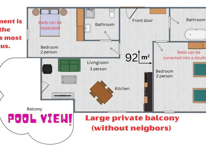 Apartamento Bella - 3 Pools, 2 Bedrooms & 2 Bathrooms Sunny Beach